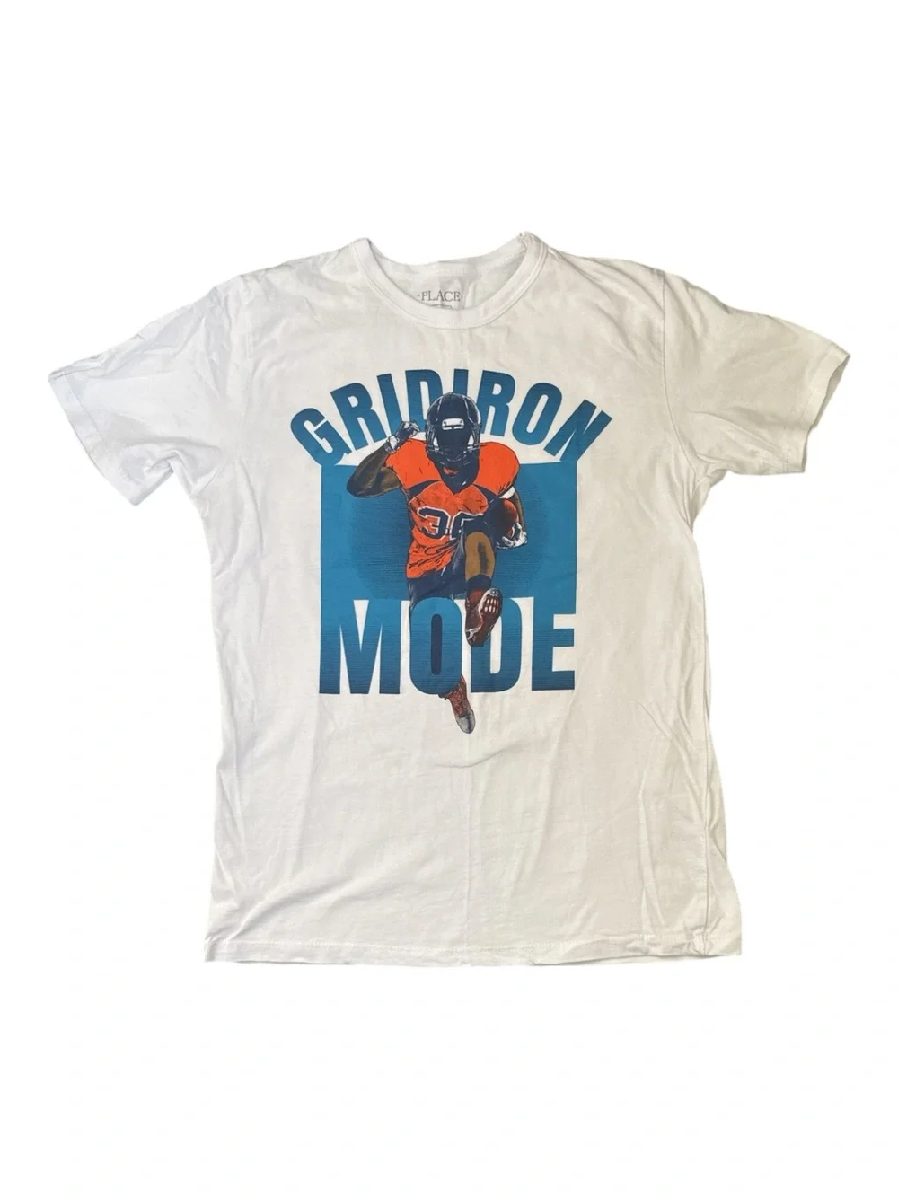 The Children’s Place Boys White Cotton Tee Football Gridiron Mode Graphic Size L